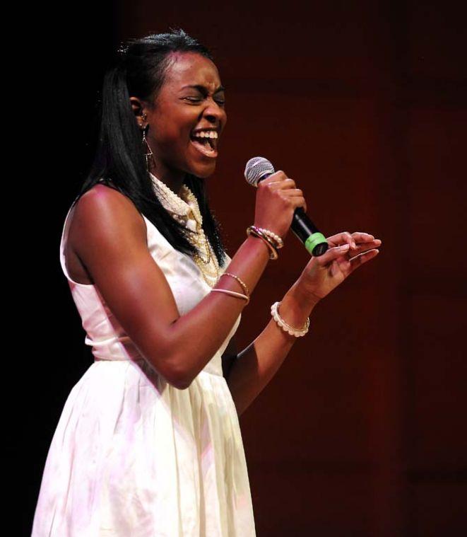 Anna Davis sings "Titanium" by David Guetta at the MLK Performing Arts Showcase in the Union Theatre on Thursday, Jan. 24, 2013.
 