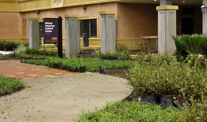 The African American Cultural Center's "green space" is almost completed Wednesday, Jan. 16, 2013. This landscaping, complete with greenery and a courtyard, is an important element in the Cultural Center's expansion.
 