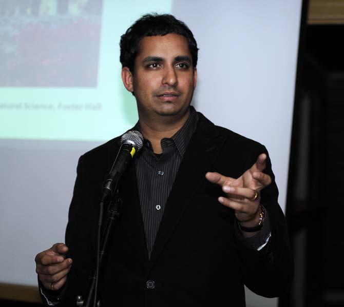 Prosanta Chakrabarty, curator of fishes at LSU's Museum of Natural Science, speaks on Tuesday, Jan. 29, 2013 at Chelsea's Cafe during the Science Cafe event.
 