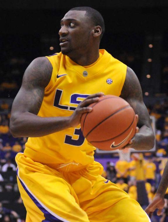 Jalen Courtney, LSU junior forward, holds the ball Saturday, Jan. 12 during the LSU vs. Florida game.
 