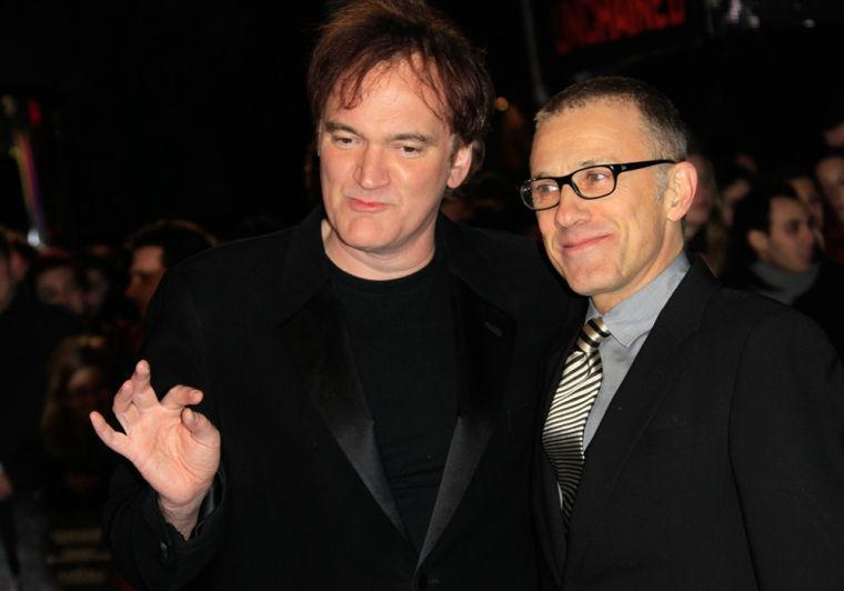 Director and writer Quentin Tarantino, left, and Christoph Waltz arrive for the UK Premiere of Django Unchained at a central London cinema, Thursday, Jan. 10, 2013.
 