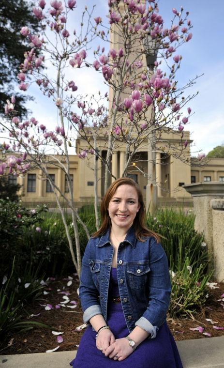 LSU Student Governemnt Commissioner of Elections Aim&#233;e Simon sits Sunday, Jan. 27, 2013 in front of the Memorial Tower.
 