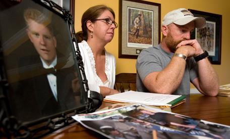 Chris Scheuerman and his former wife, Anne, reminisce in 2007 about their son Jason, who committed suicide while serving in Iraq.
 