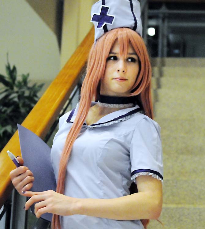 Rebecca, a freshman geology major, shows off her Luka Megurine cosplay outfit in the Student Union on Jan. 13, 2013.
 