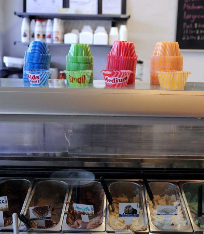 Many different kinds of gelato are on display inside Bacio di Roma, a newly renovated restaurant on West Chimes Street on Saturday, Jan. 19.
 