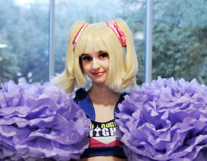 Jenny, cosplayer and sophomore mass communication major, wears a cheerleading costume that resembles Juliet Starling from the video game "Lollipop Chainsaw" in the Student Union on Jan. 13, 2013.
 