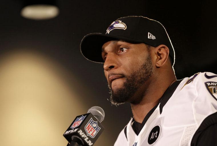 Baltimore Ravens linebacker Ray Lewis speaks at an NFL Super Bowl XLVII football news conference on Wednesday, Jan. 30, 2013, in New Orleans. The Ravens face the San Francisco 49ers in Super Bowl XLVII on Sunday, Feb. 3. (AP Photo/Patrick Semansky)
 