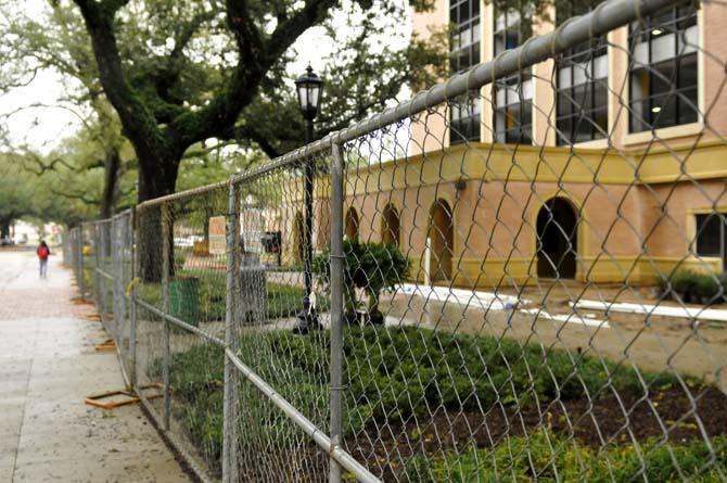 Gates block off the construction zone for the new African American Culture Center Wednesday, Jan. 16, 2013. The construction is expected to be completed later this spring, and will feature a new "green space" for outdoor events.
 