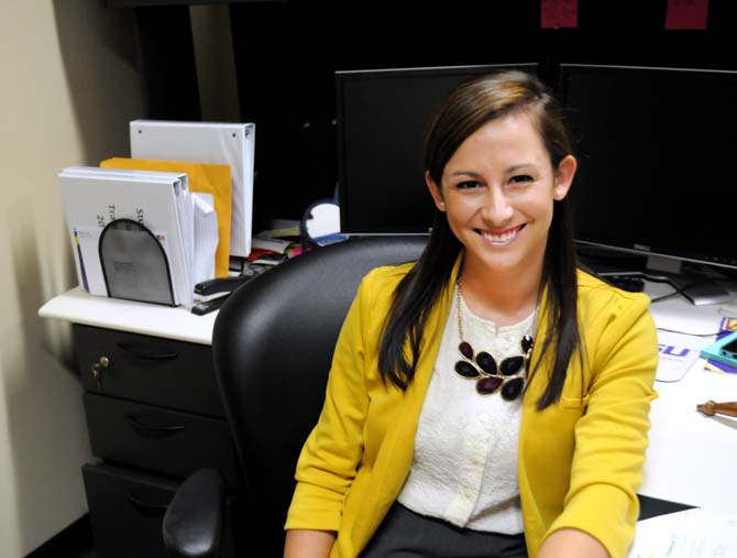 Student Government's Chief Justice Morgan Faulk sits at her desk in the Union Tuesday, Jan. 22, 2013. Some of her responsibilities include arranging all judicial branch meetings and making sure the justices are informed of them.
 