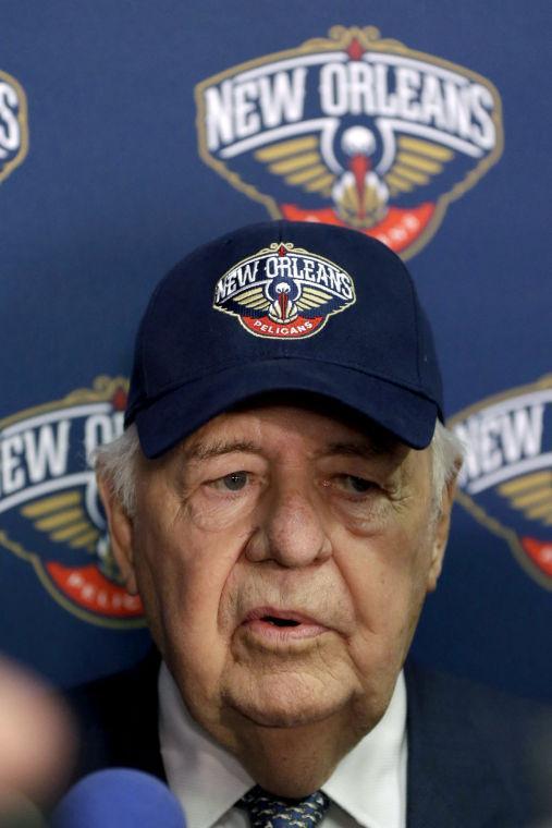 New Orleans Hornets owner Tom Benson speaks at a news conference announcing that the NBA basketball team's name will change from the Hornets to the Pelicans starting next season, Thursday, Jan. 24, 2013, in New Orleans. (AP Photo/Gerald Herbert)
 