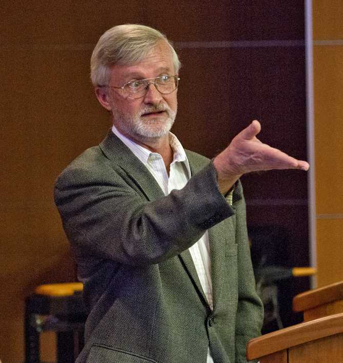 LSU Faculty Representative William Demastes discusses Thursday, Jan. 24, 2013 the absences and attence rules with the Faculty Senate in the Capital Chambers in the Student Union.
 