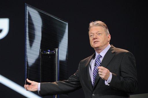 IMAGE DISTRIBUTED FOR PANASONIC - CEO of Panasonic North America, Joe Taylor, introduces the new 56" 4k OLED Television during the Panasonic keynote presentation at the International Consumer Electronics Show 2013, on Tuesday, Jan. 08, 2013, in Las Vegas, NV. (Photo by Al Powers/Invision for Panasonic/AP Images)
 