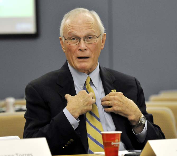 LSU Foundation president and CEO Lee Griffin speaks at an administrative task force meeting Thursday, Feb. 21, 2013 in Efferson Hall.
 