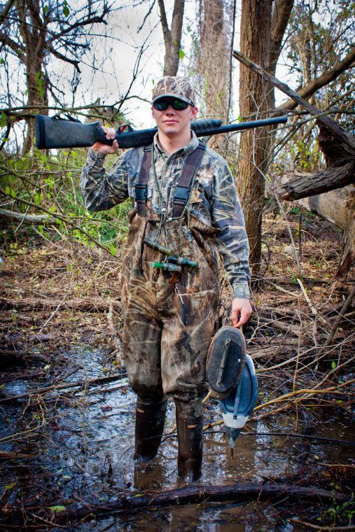 Patrick Siener duck hunting in Louisiana on Jan. 12, 2013.
 