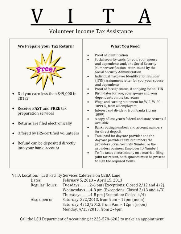 Need help filing your income taxes? Let the Volunteer Income Tax Assistance (VITA) program be your guide!
 