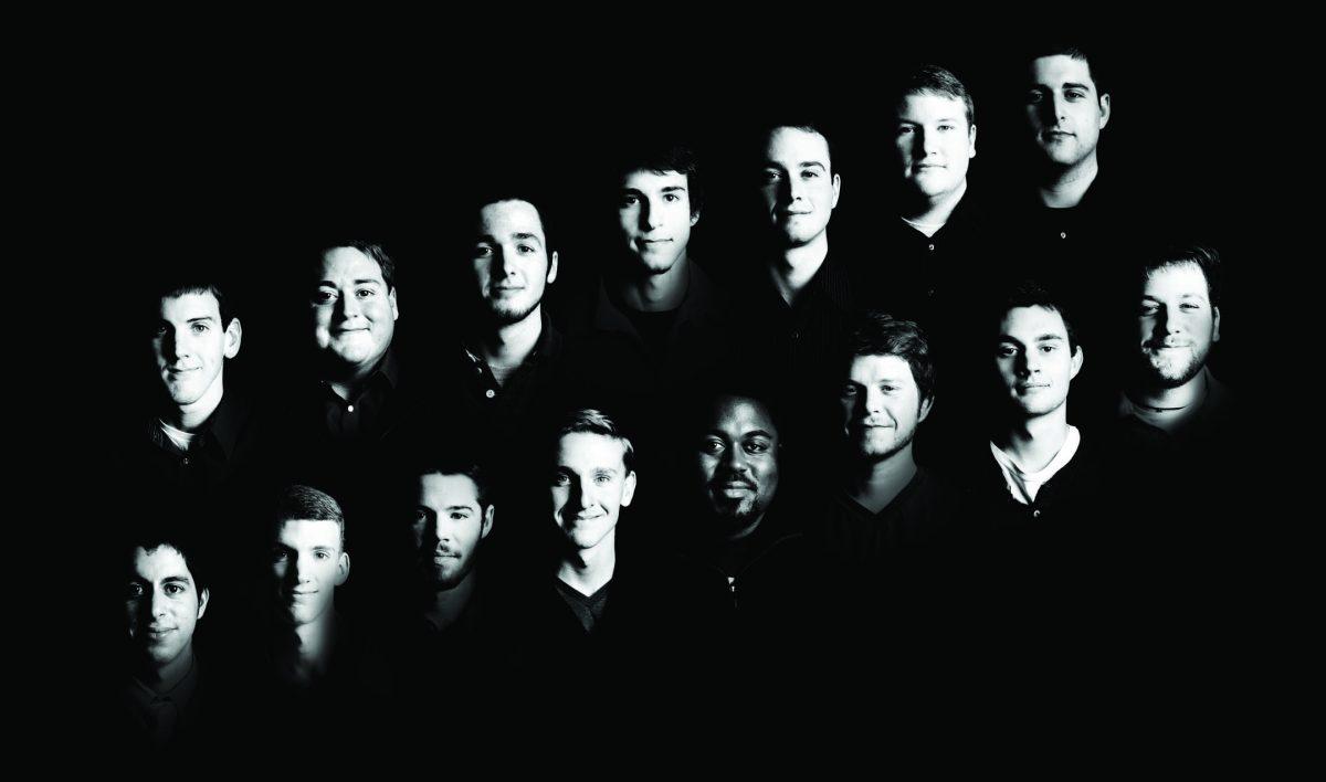 LSU's all-male a capella group, Tiger Tenors, pose in the studio.