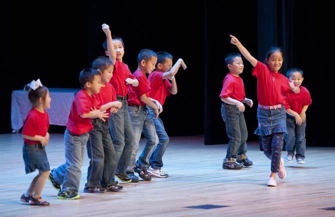 Children dance to PSY's "Gangnam Style" Feb. 9, 2013 during the Chinese New Year celebration in the Union Theater.
 