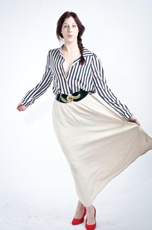 Caroline Keenan dances in a maxi skirt, which is a comfortable way to transition from winter to spring fashion.
 