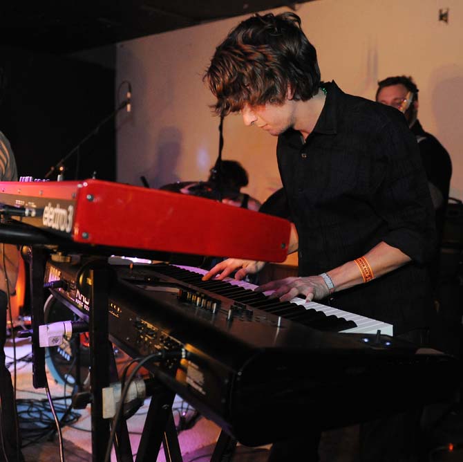 Accounting junior and Stone Rabbits pianist and organist Kenny Rider plays the keyboards Saturday, Feb. 2, 2013 during a show at Shady's.
 