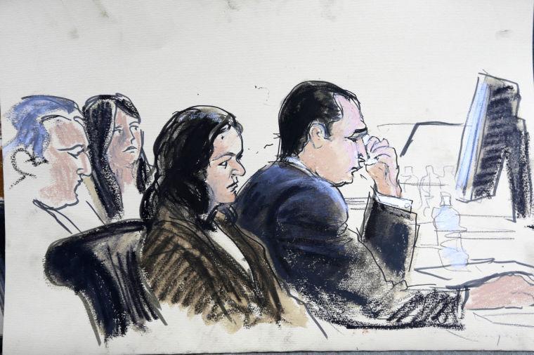 In this courthouse sketch, Gilbert Valle, reacts during his trial in federal court Monday, Feb. 25, 2013, in New York. Struggling to stay composed, the estranged wife of a New York City police officer testified Monday that she was shocked to find he had visited a website featuring a photo of a dead woman and other gruesome images &#243; a discovery that led to a federal prosecution accusing him of plotting to abduct, torture and eat dozens of women. (AP Photo/Elizabeth Williams)
 