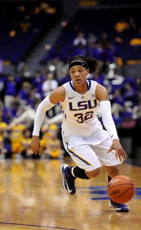 LSU freshman guard Danielle Ballard runs down the court Monday, Feb. 4, 2013. The game was a 57-74 loss against the Aggies.
 