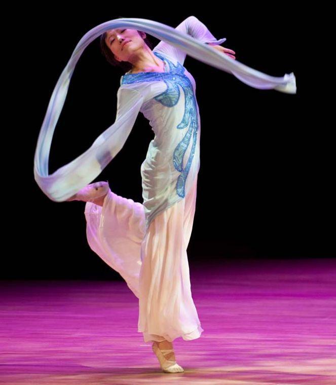 A member of the Yangguang Chinese Dance Troupe performs a classical Water Poem dance Feb. 9, 2013 during the Chinese New Year celebration in the Union Theater.
 