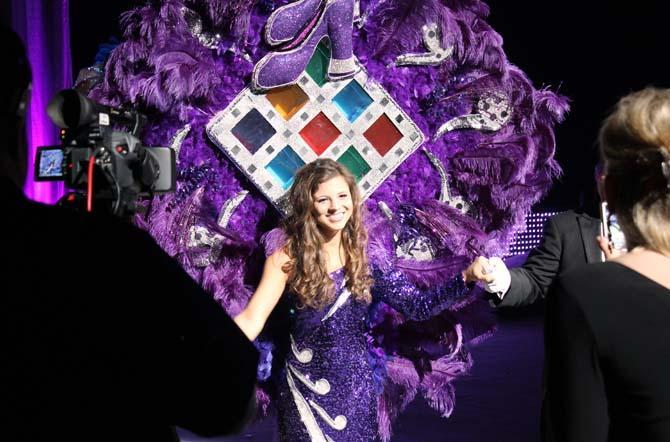 Maid Mallory Breaux makes her debut Feb. 2, 2013 during the tableau at the Krewe of Romany Mardi Gras Ball.
 