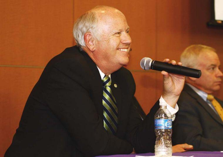 LSU campus Traffic and Parking Director Gary Graham discusses new parking accomodations Tuesday, Oct. 16, 2012 during the LSU Town Hall meeting hosted by Student Government in the LSU Student Union.
 