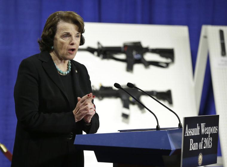 Sen. Dianne Feinstein, D-Calif. speaks during a news conference on Capitol Hill in Washington, Thursday, Jan. 24, 2013, to introduce legislation on assault weapons and high-capacity ammunition feeding devices. Congressional Democrats are reintroducing legislation to ban assault weapons but the measure faces long odds even after last month's mass school shooting in Newtown, Conn. The measure being unveiled Thursday is authored by Democratic Sen. Dianne Feinstein of California, who wrote the original assault weapons ban. That law expired in 2004 when Congress refused to renew it under pressure from the National Rifle Association. (AP Photo/Manuel Balce Ceneta)
 