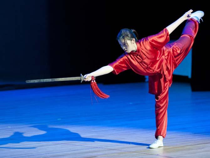 A member of Zhuang's Taichi &amp; Kungfu Academy performs Feb. 9, 2013 during the Chinese New Year celebration in the Union Theater.