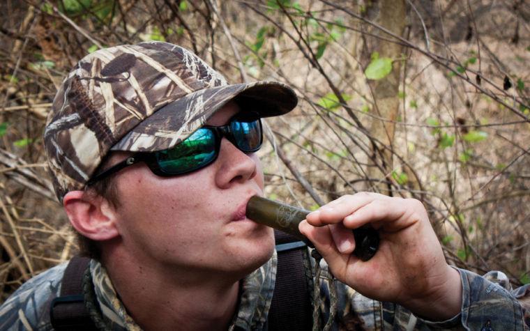 Patrick Siener duck calling on January 12, 2013.
 