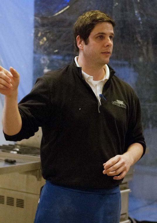 Viking cooking instructor Matt Brewton gives a short talk before the gumbo cooking commences during the gumbo Viking cooking class at the Hilton Hotel on Jan. 31, 2013.
 