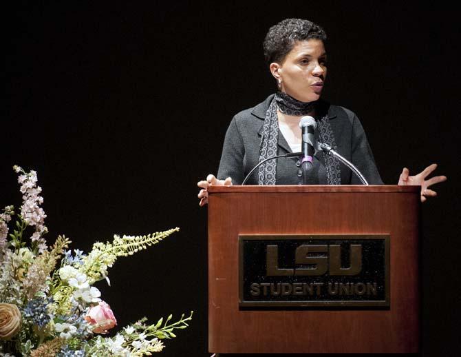 Highly acclaimed civil rights lawyer and advocate Michelle Alexander speaks on Thursday, March 14, 2013 in the Union Theater.
 