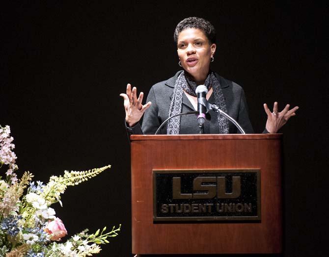 Highly acclaimed civil rights lawyer and advocate Michelle Alexander speaks on Thursday, March 14, 2013 in the Union Theater.
 