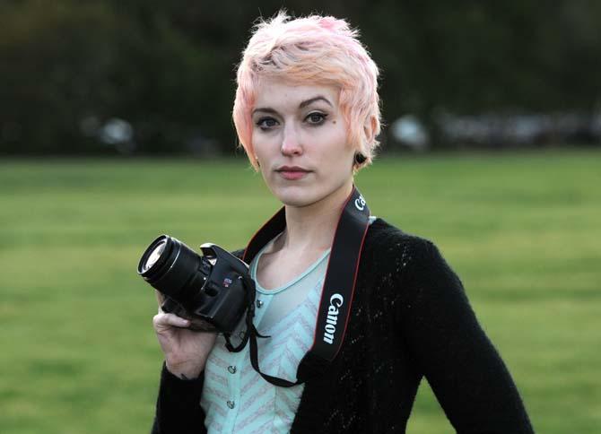 Courtney Brandabur, psychology sophomore and founder of Girl Warrior project, takes photos of women to promote body positivity. March 24, 2013
 