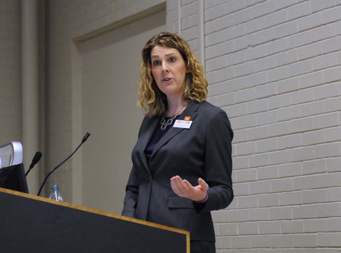 Alison Gill, the governmental affairs director for The Trevor Project, give the keynote address Saturday, March 23, 2013, at The 2013 Louisiana Queer Conference in Coates Hall.
 