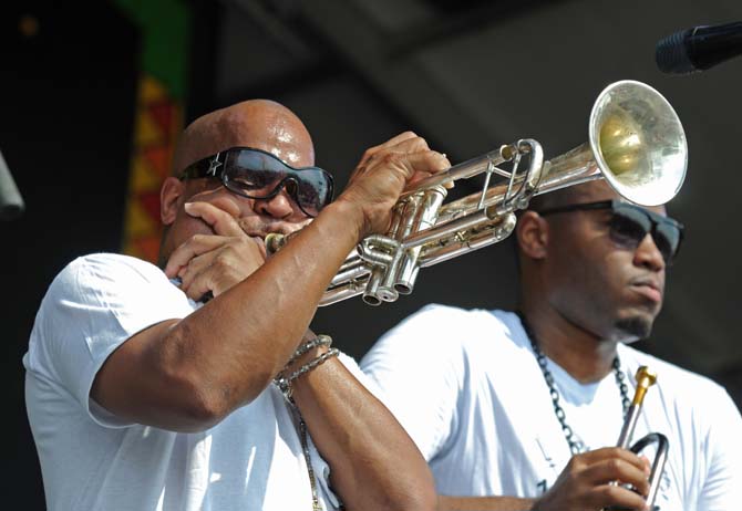 Rebirth Brass Band plays Saturday, April 27, 2013 at the New Orleans Jazz &amp; Heritage Festival on the Fair Grounds Race Course.
 