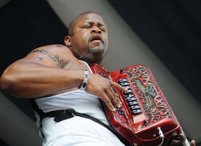 Dwayne Dopsie and the Zydeco Hellraisers plays Saturday, April 27, 2013 at the New Orleans Jazz &amp; Heritage Festival on the Fair Grounds Race Course.
 