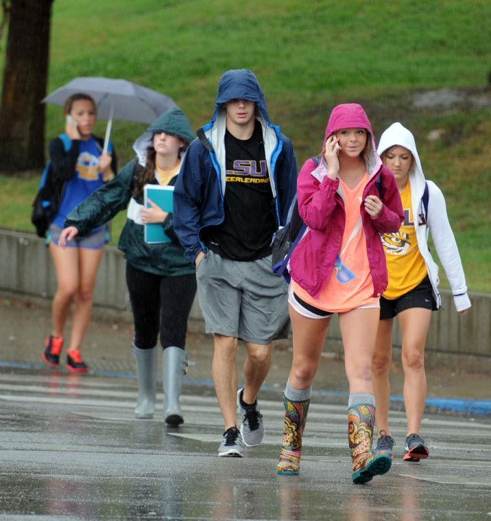 LSU students, faculty and staff evacuate campus Monday, Sept. 17, 2012 after a bomb scare.
 