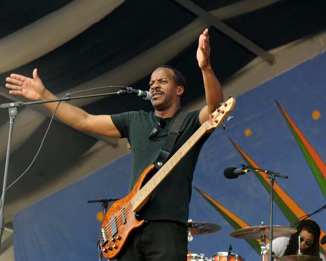 Ivan Neville's Dumpstaphunk plays Saturday, April 27, 2013 at the New Orleans Jazz &amp; Heritage Festival on the Fair Grounds Race Course.
 