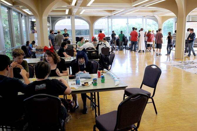 Cosplayers and other students gather in the Atchafalaya room in the Union Monday, April 29, 2013.
 