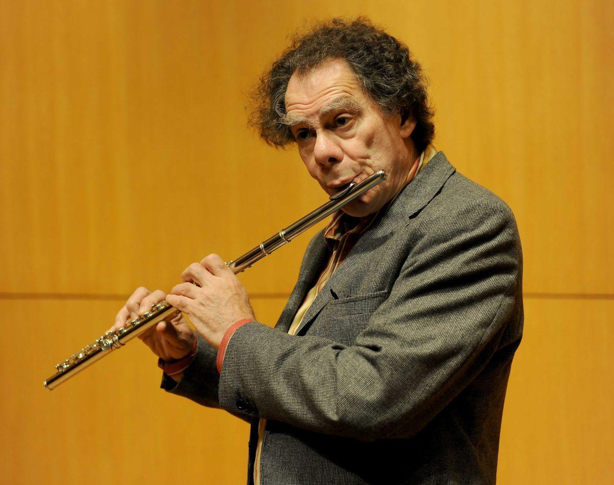 Robert Dick plays his flute in the School of Music Tuesday, April 23, 2013. He will be performing as a guest during a recital April 24 from 7:30-10:00 PM.