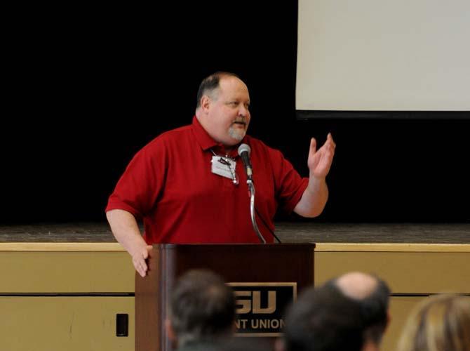 Nathan Phelps, keynote speaker and estranged son of Westboro Baptist Church pastor Fred Phelps, speaks to secular humanists Sunday, April 14, 2013.
 