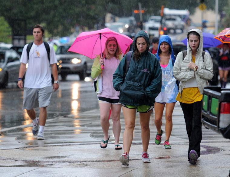 LSU students, faculty and staff evacuate campus Monday, Sept. 17, 2012 after a bomb scare.
 