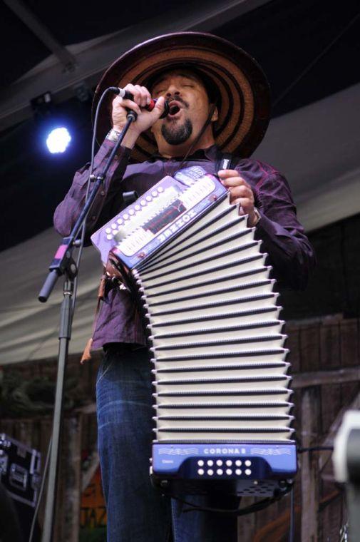 Terrance Simien, of Terrance Simien and the Zydeco Experience, performs Friday, April 26, 2013 at the New Orleans Jazz &amp; Heritage Festival on the Fair Grounds Race Course.
 