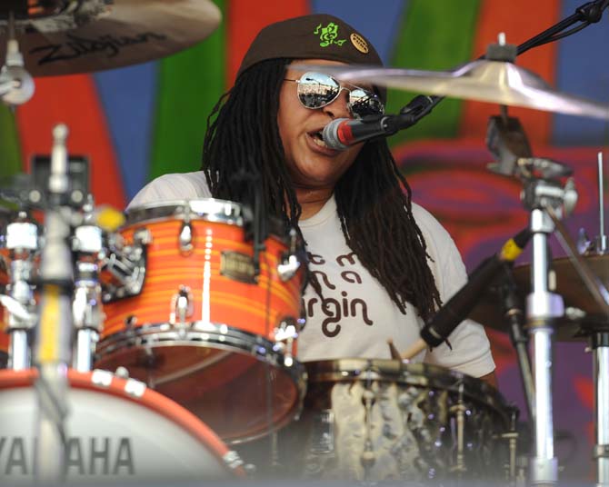 Ivan Neville's Dumpstaphunk plays Saturday, April 27, 2013 at the New Orleans Jazz &amp; Heritage Festival on the Fair Grounds Race Course.
 