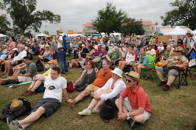 A crowd gathers to watch Terrance Simien and the Zydeco Experience perform Friday, April 26, 2013 at the New Orleans Jazz &amp; Heritage Festival on the Fair Grounds Race Course.
 