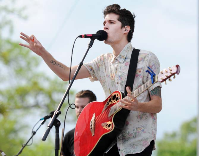 Gary Larsen of Royal Teeth performs April 27, 2013, at Festival International de Louisiane in Lafayette, La.
 