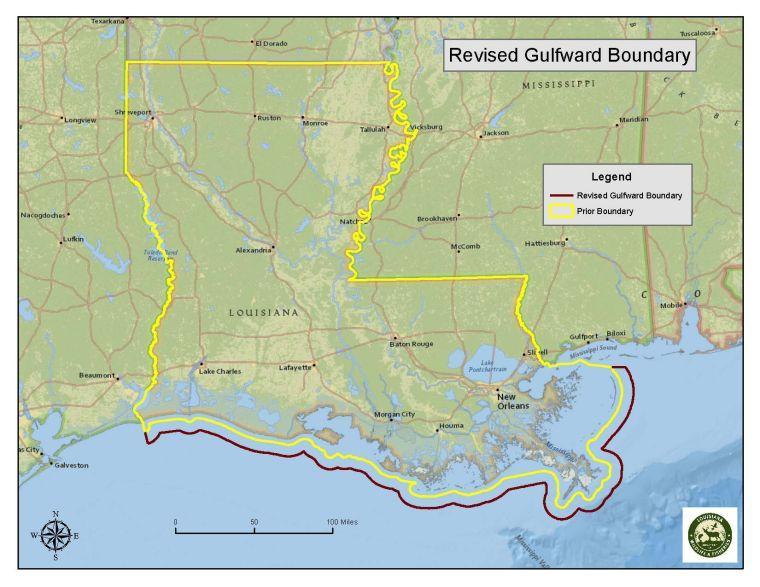 A current map of the revised Louisiana fishing boundary.
 