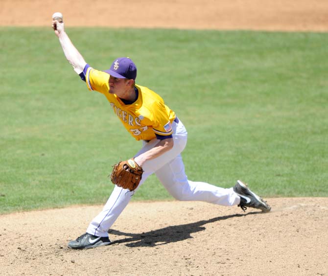 LSU junior pitcher Ryan Eades (37) throws May 4, 2013 during the Tigers' 18-6 win against the Florida Gators in Alex Box Stadium.
 